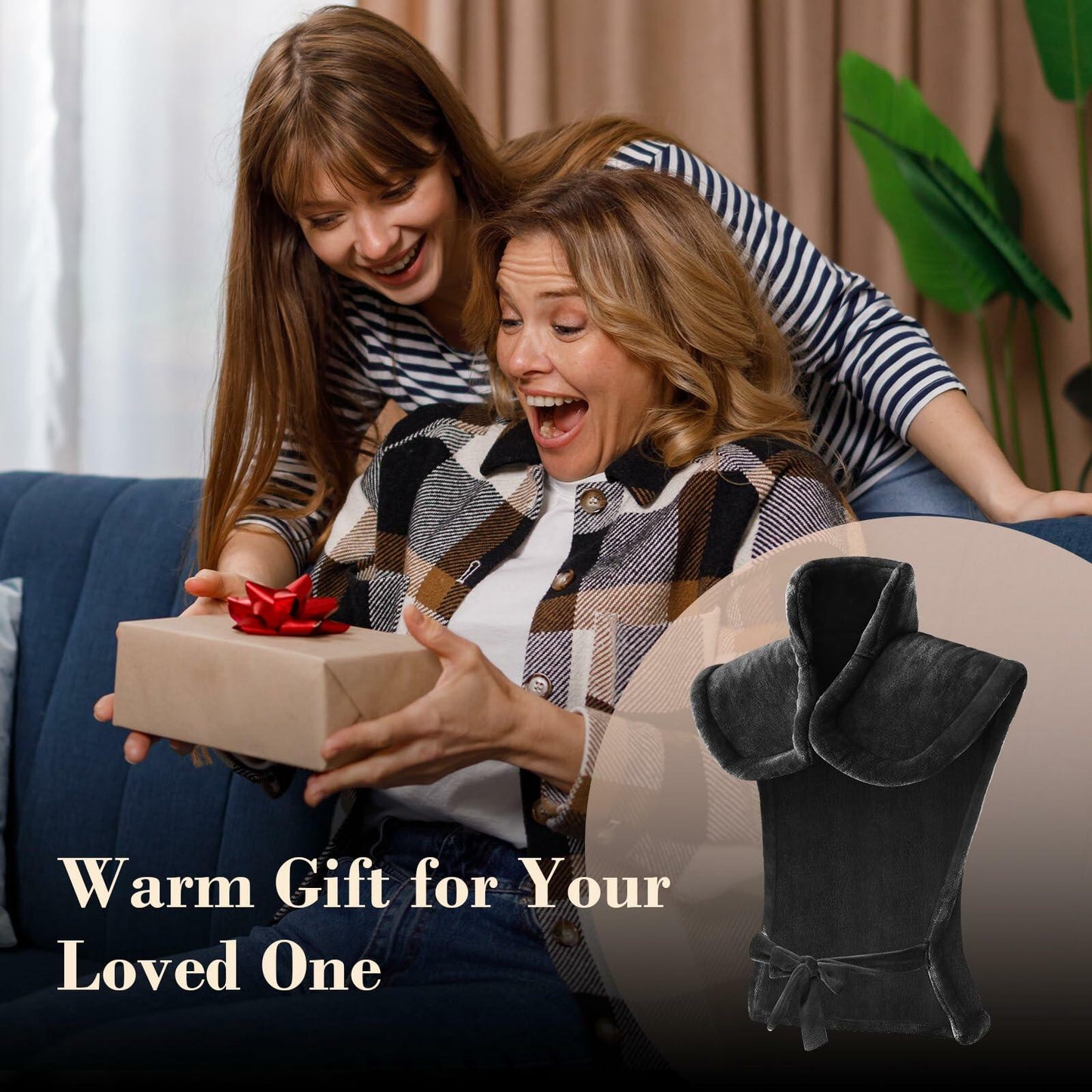COMFIER Large Heating Pad for Back Neck Shoulder Auto Shut Off Black