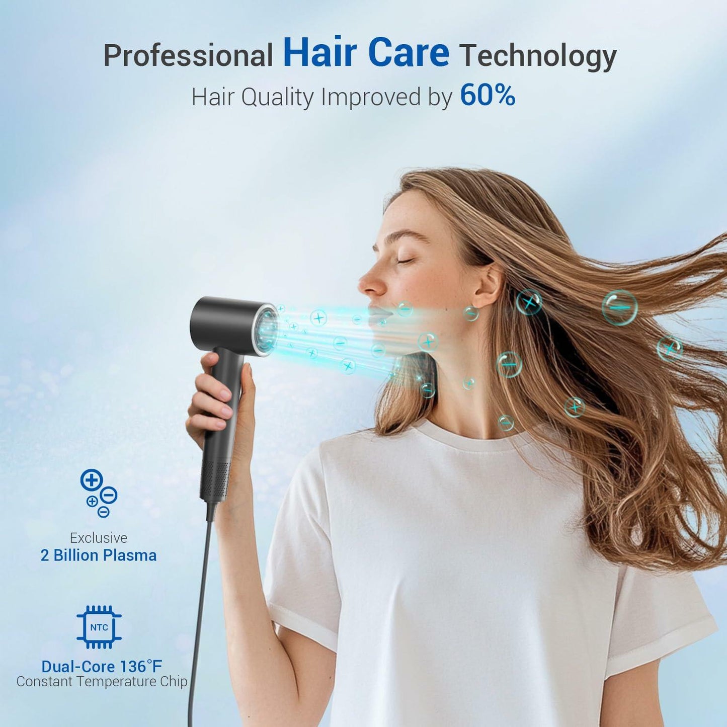 Hair Dryer 1400W 110K RPM Lightweight Smart Thermo Control Darkgray