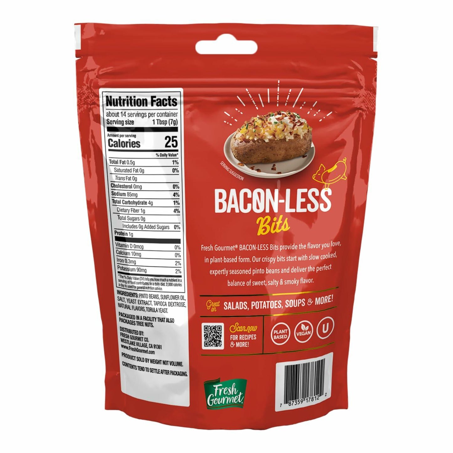 BestBy01/26 Fresh Gourmet Vegan Bacon-Less Bits Plant-Based Topping 3.5 oz