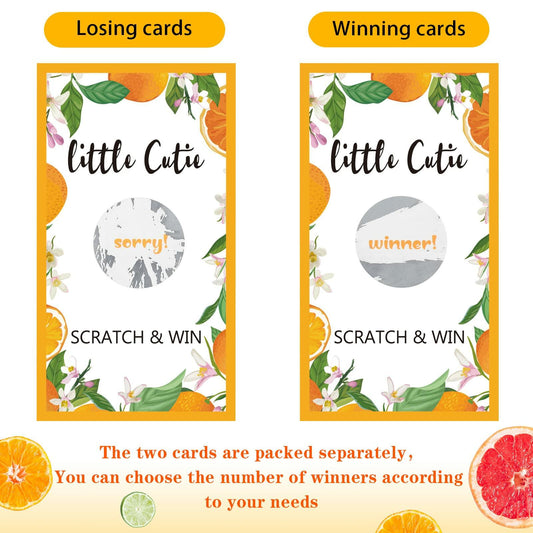 Minatee 60 Pack Little Cutie Scratch Off Cards Orange Baby Shower Games