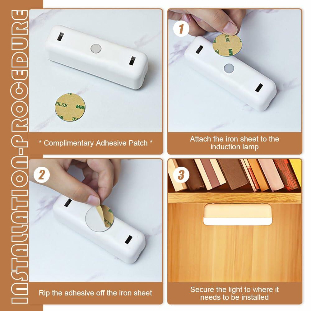 Peayale LED Motion Sensor Nightlight Rechargeable Cordless White Wall Light
