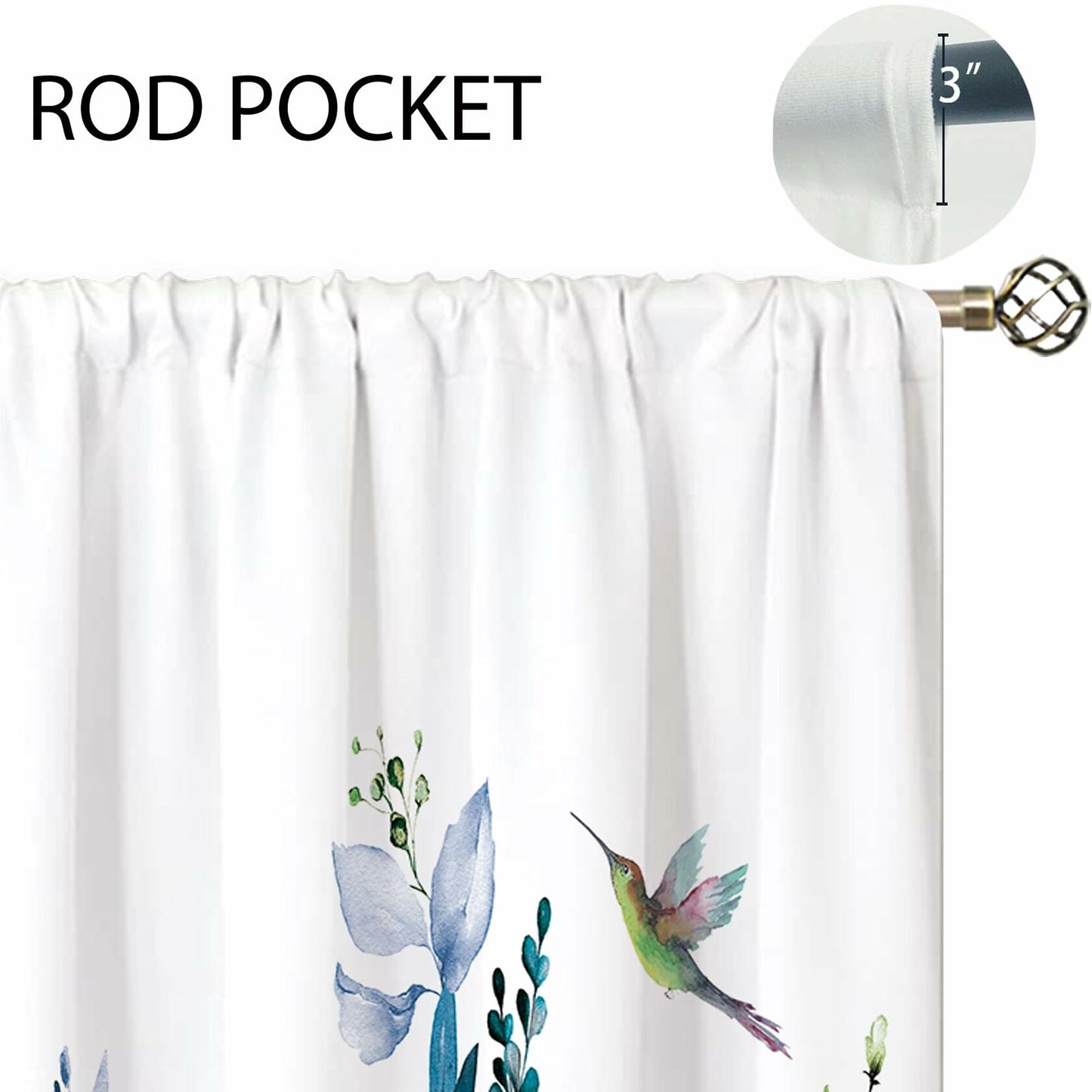 oolygoo Pink Flower Kitchen Curtains Floral Eucalyptus 27.5x39 inch
