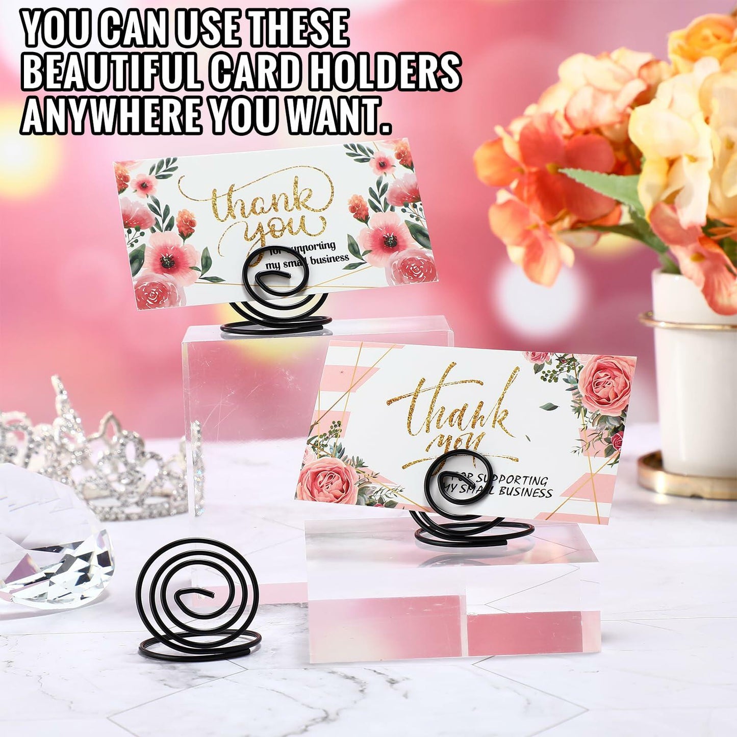 Humyoun Round Table Card Holders 1.34in Mini Name Card Holders Black 100pcs