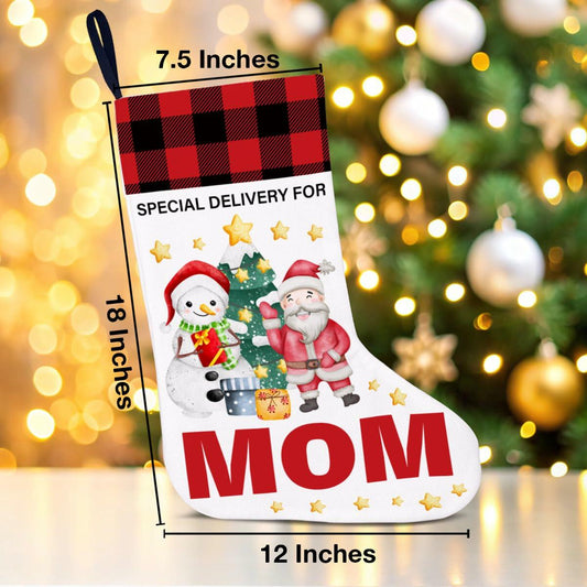 TSUYAWU Mom Christmas Stocking Snowman Xmas Decoration 18x12 Inch