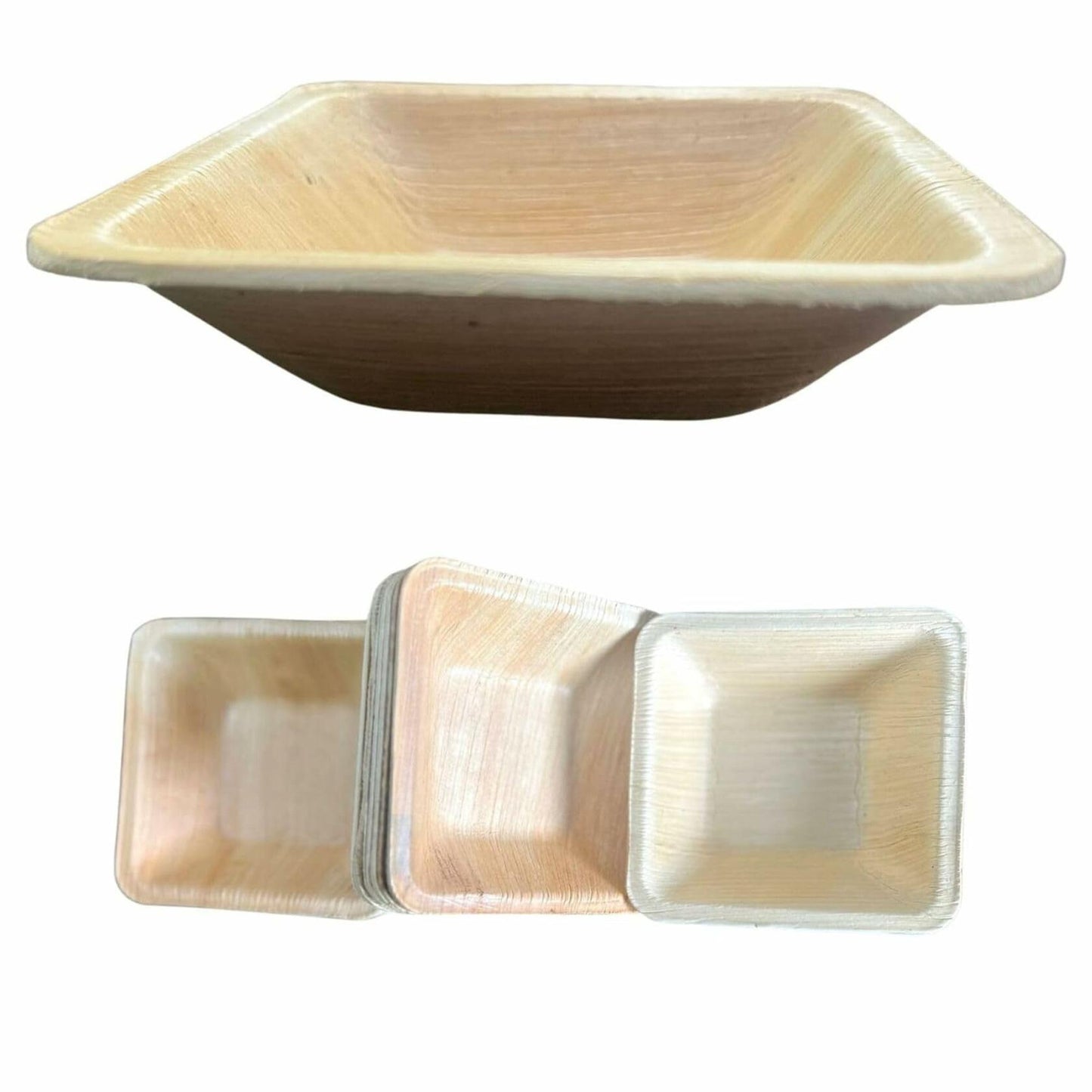 Dtocs Palm Leaf 4" Square Dip Bowls Mini Bamboo Compostable 50 Count