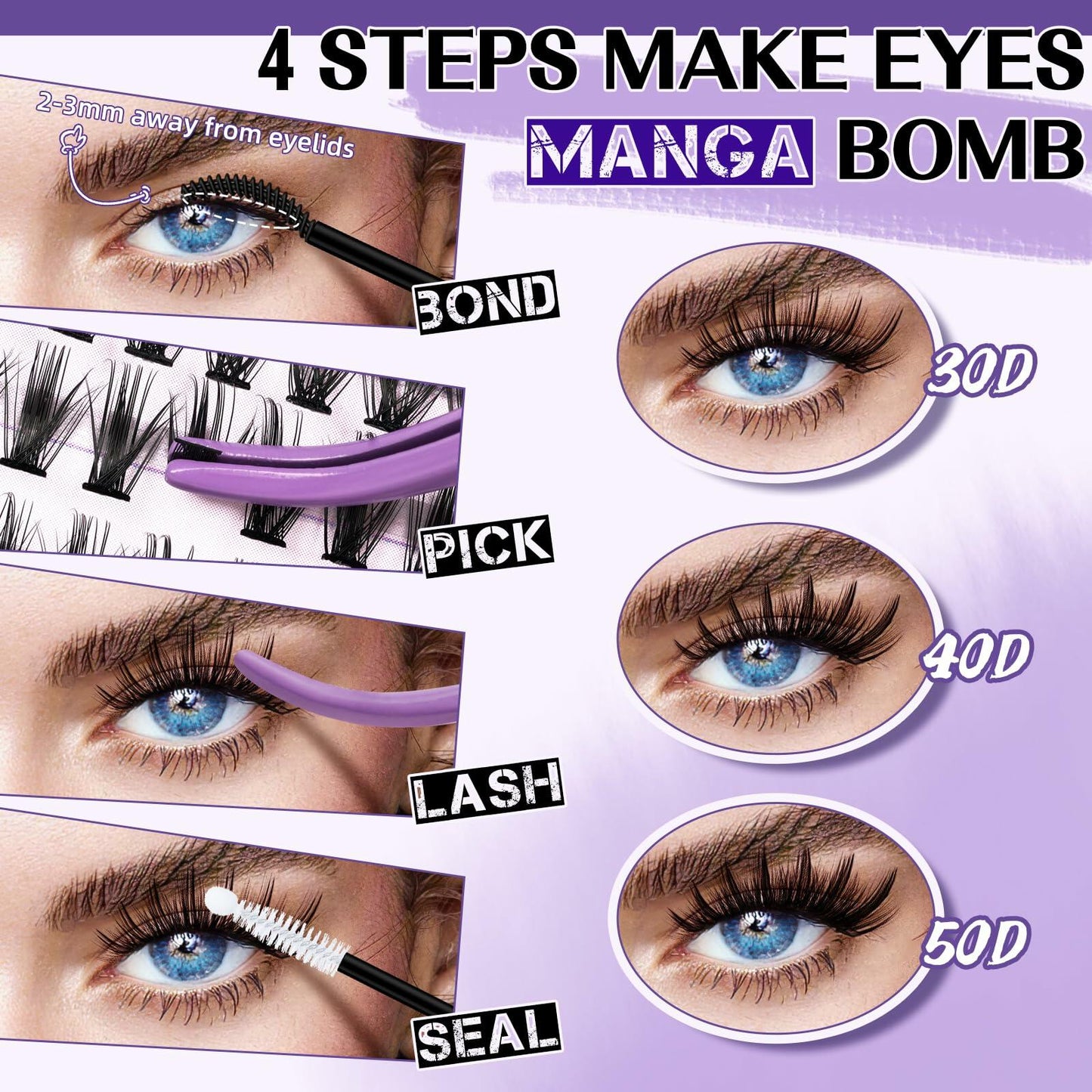 B&Qaugen Lash Extension Kit 280PCS 30D Soft D Curl Manga Black