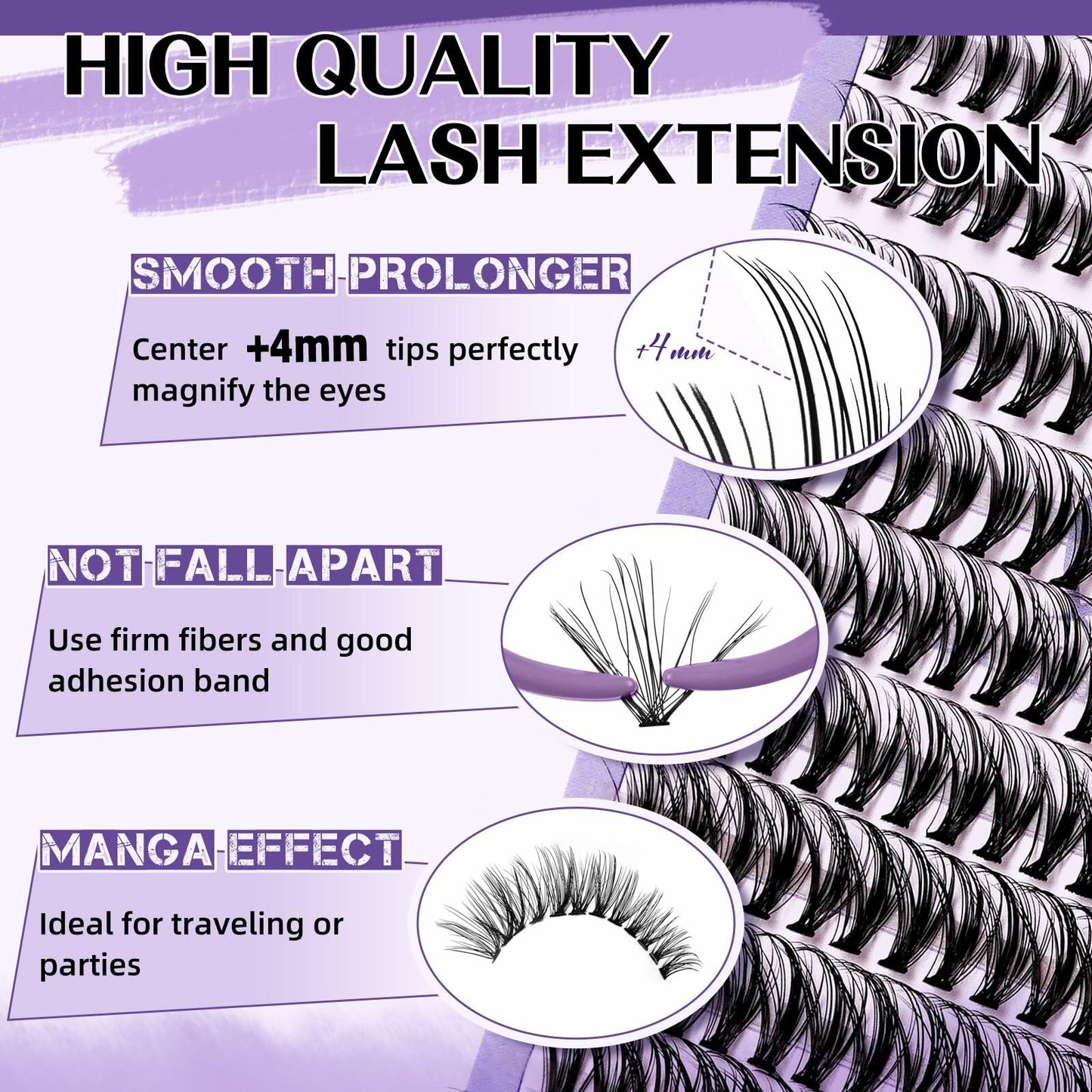 B&Qaugen Lash Extension Kit 280PCS 30D Soft D Curl Manga Black