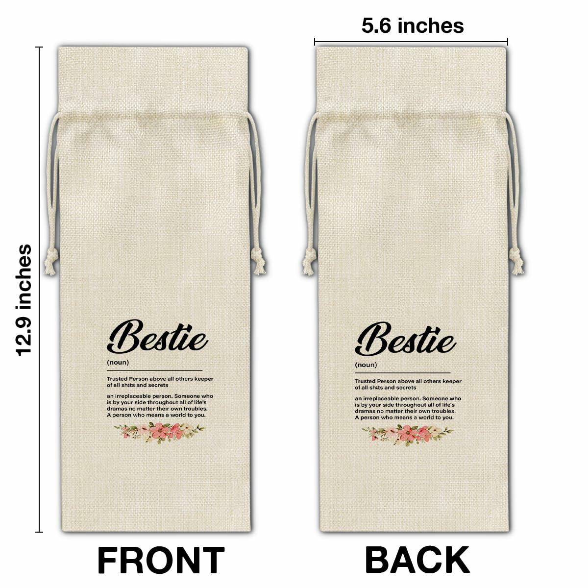 Bestie Wine Bag Gift for Women Birthday Party Drawstring Wine Gift Bag