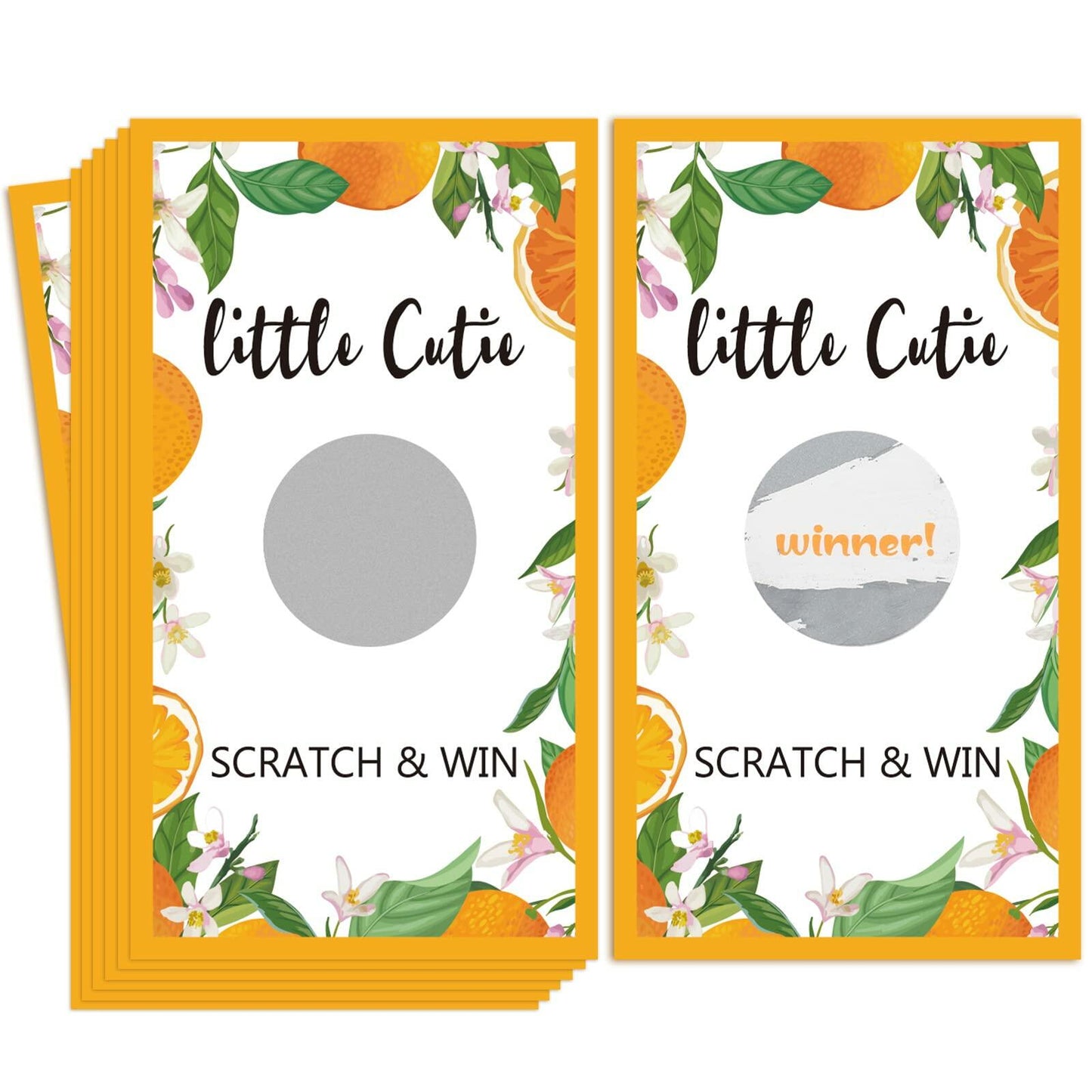 Minatee 60 Pack Little Cutie Scratch Off Cards Orange Baby Shower Games