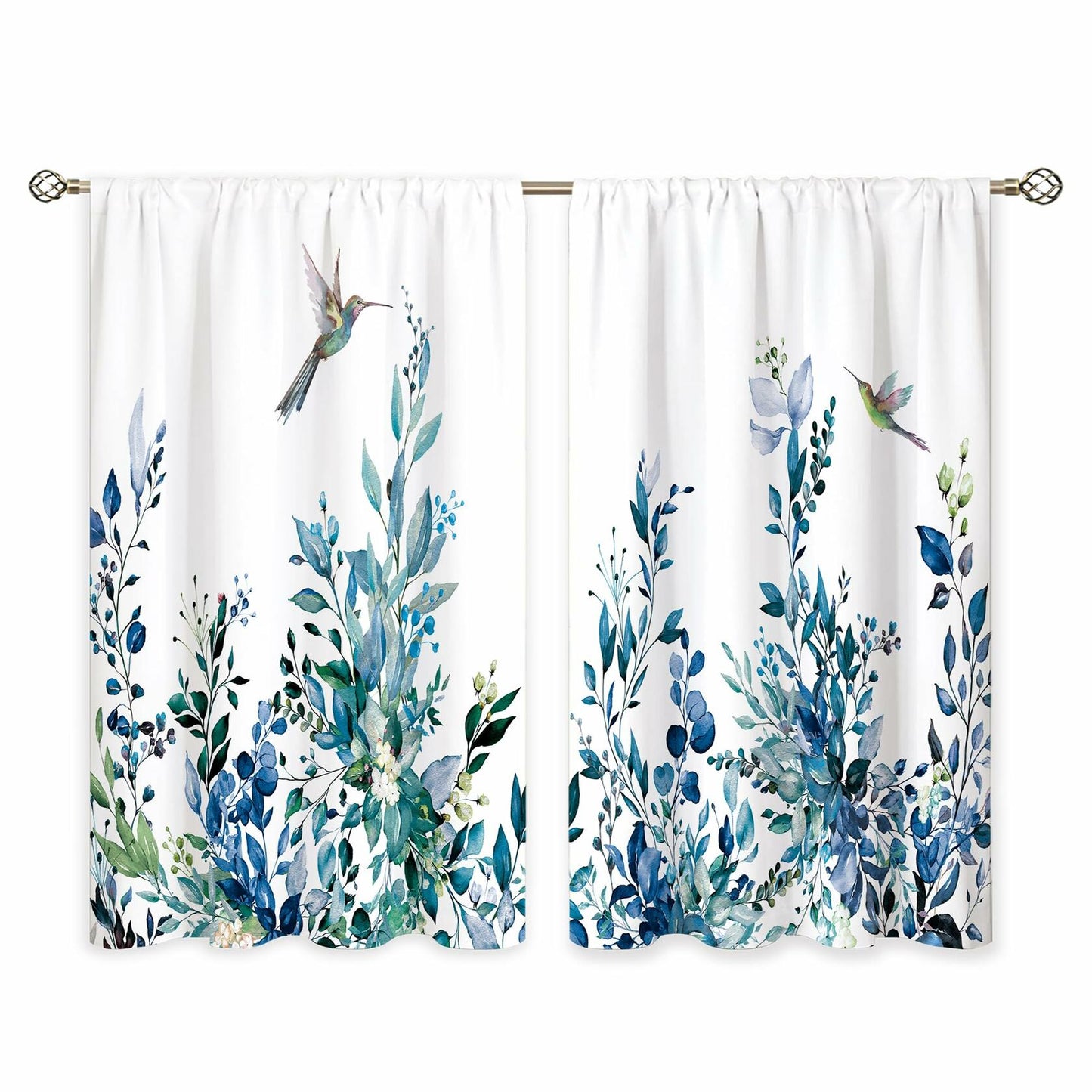 oolygoo Pink Flower Kitchen Curtains Floral Eucalyptus 27.5x39 inch