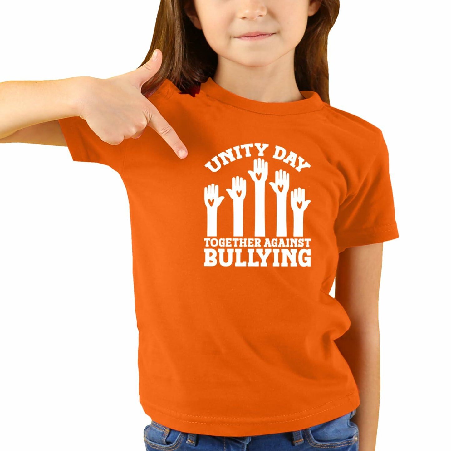 Youth Unity Day Shirt Heart Rainbow Be Kind Anti-Bullying Tee Size 12