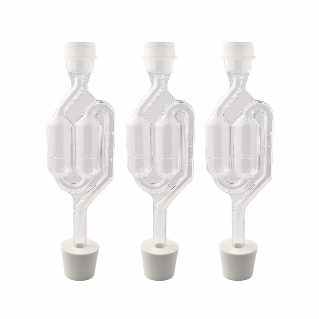 Fastrack Airlocks S-Shaped BPA-Free Brewing Set of 3 Transparent