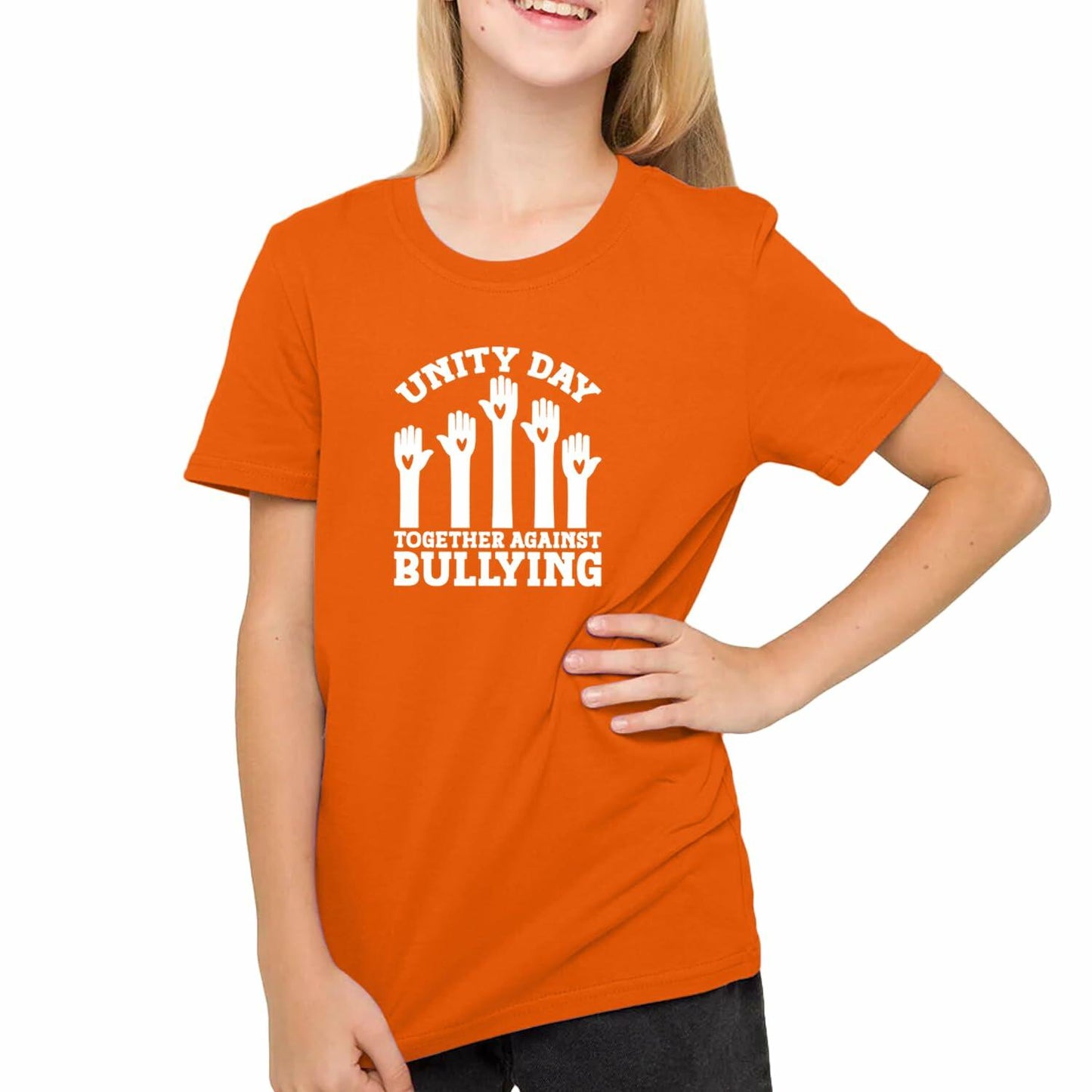 Youth Unity Day Shirt Heart Rainbow Be Kind Anti-Bullying Tee Size 12