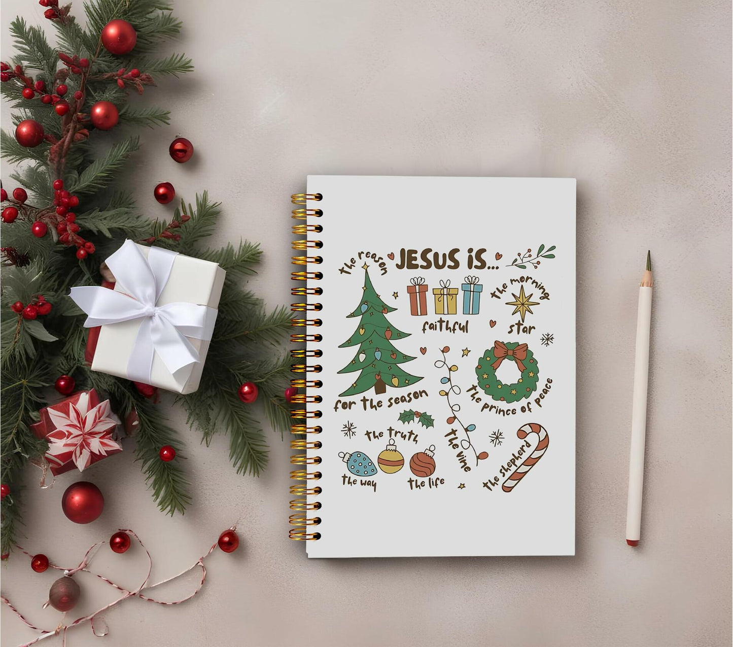 Ecezatik Christmas Notebook Jesus Is the Season 5.5x8.3 Inch Spiral
