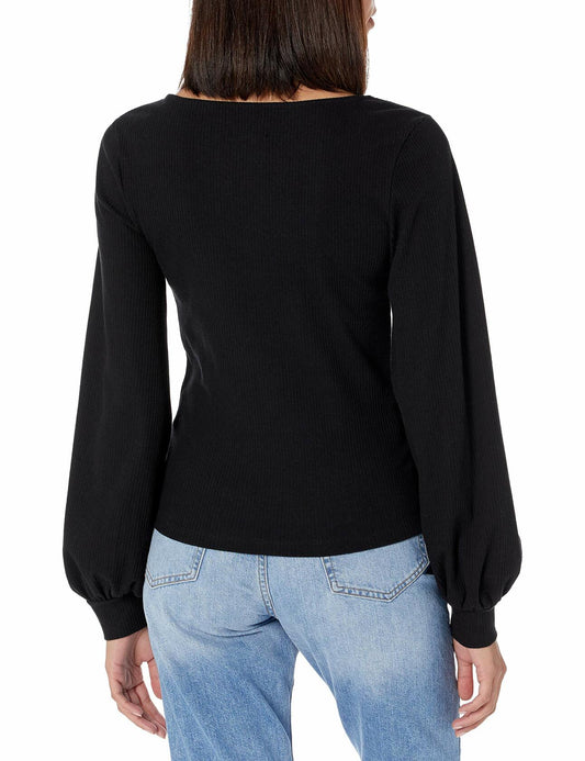 The Drop Women's @lucyswhims Square-Neck Balloon-Sleeve Top Black Size L