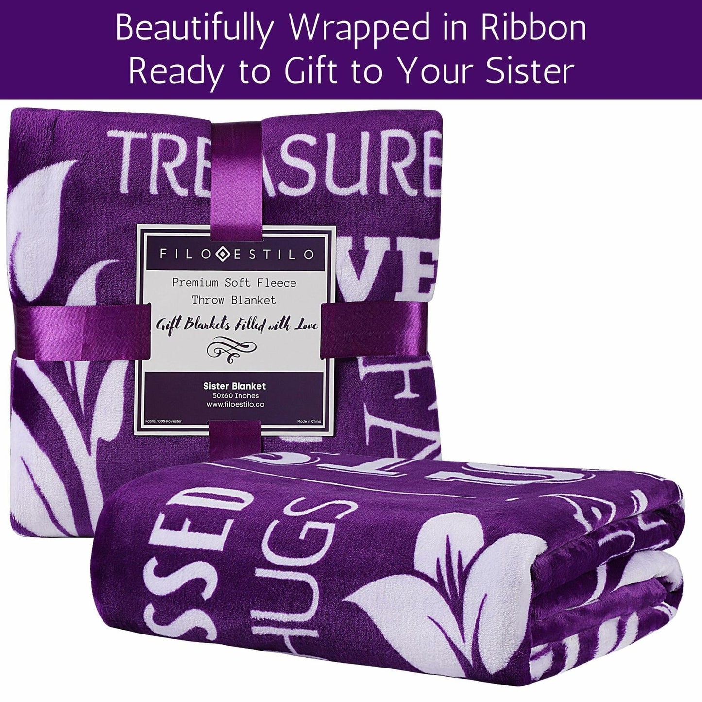 FILO ESTILO Plush Cozy Sherpa Throw Blanket 60x50 Inches Grey