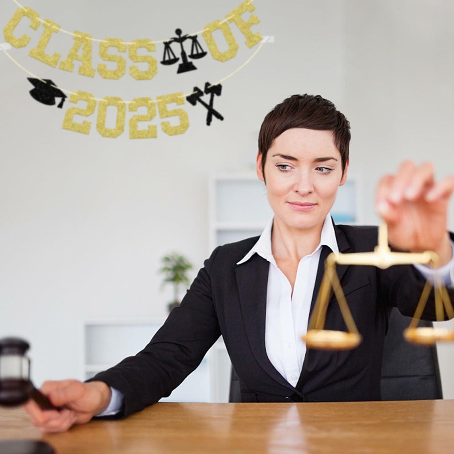 Glitter Class of 2025 Lawyer Graduation Banner Decor Party Supplies