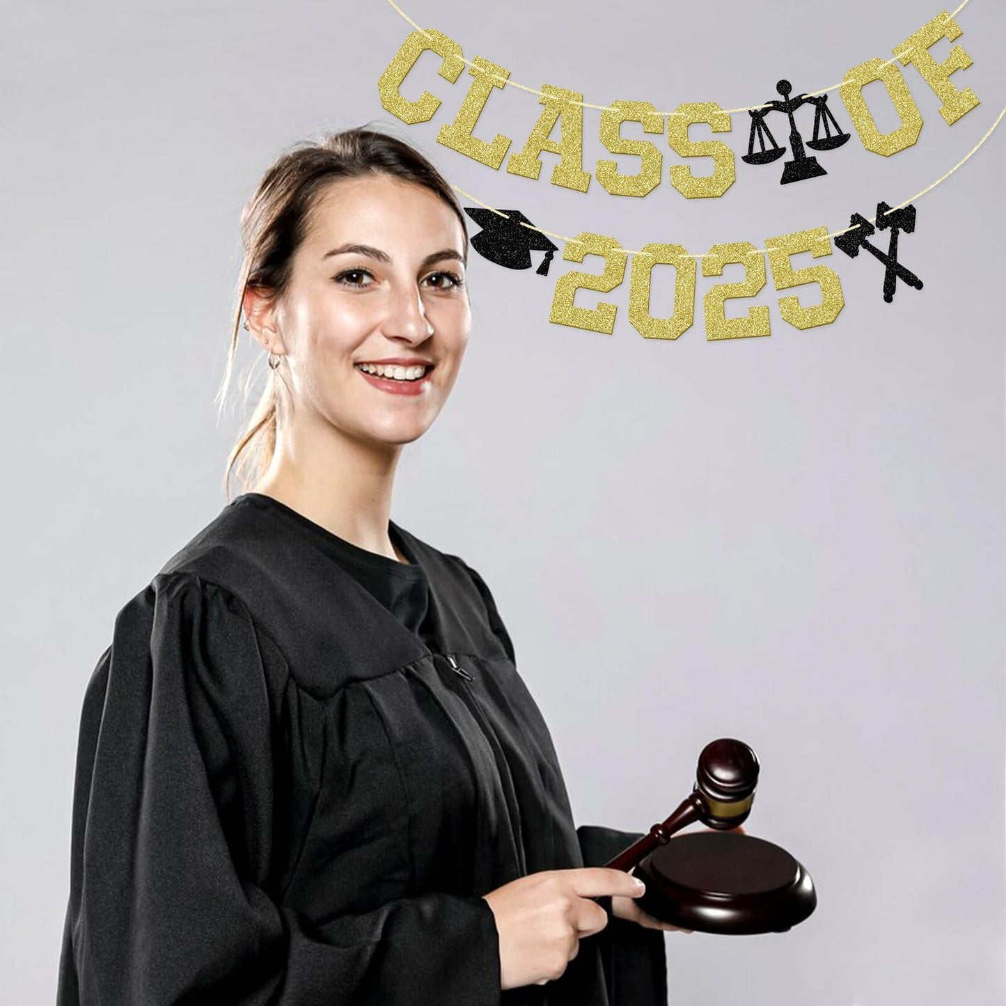 Glitter Class of 2025 Lawyer Graduation Banner Decor Party Supplies