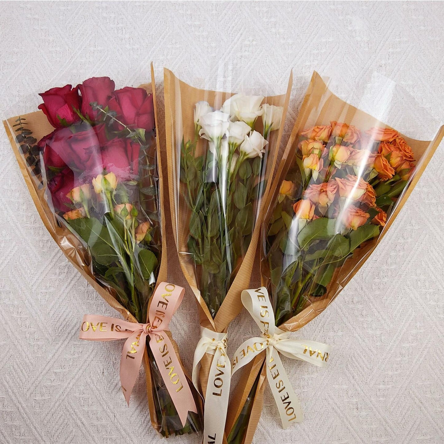 SELANTAG 50 Pack Flower Bags Kraft Floral Wrapping Paper Sleeves 9.8x18x3.9in