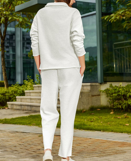 Women’s 2-Pc Tracksuit Light Gray Pullover & Sweatpants Casual Lounge S