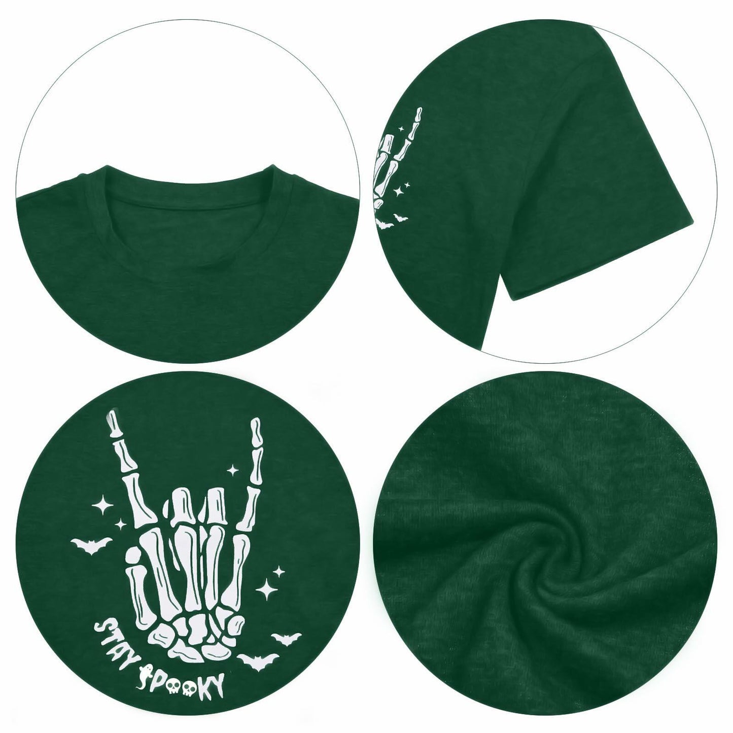 Halloween Oversize T-Shirt Women Cute Spooky Graphic Ghost Tee Green Size S
