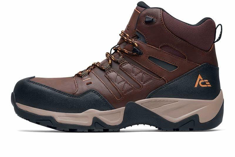ACE Work Boots Badlands Mid Men's Nano Composite Toe Brown Size 7