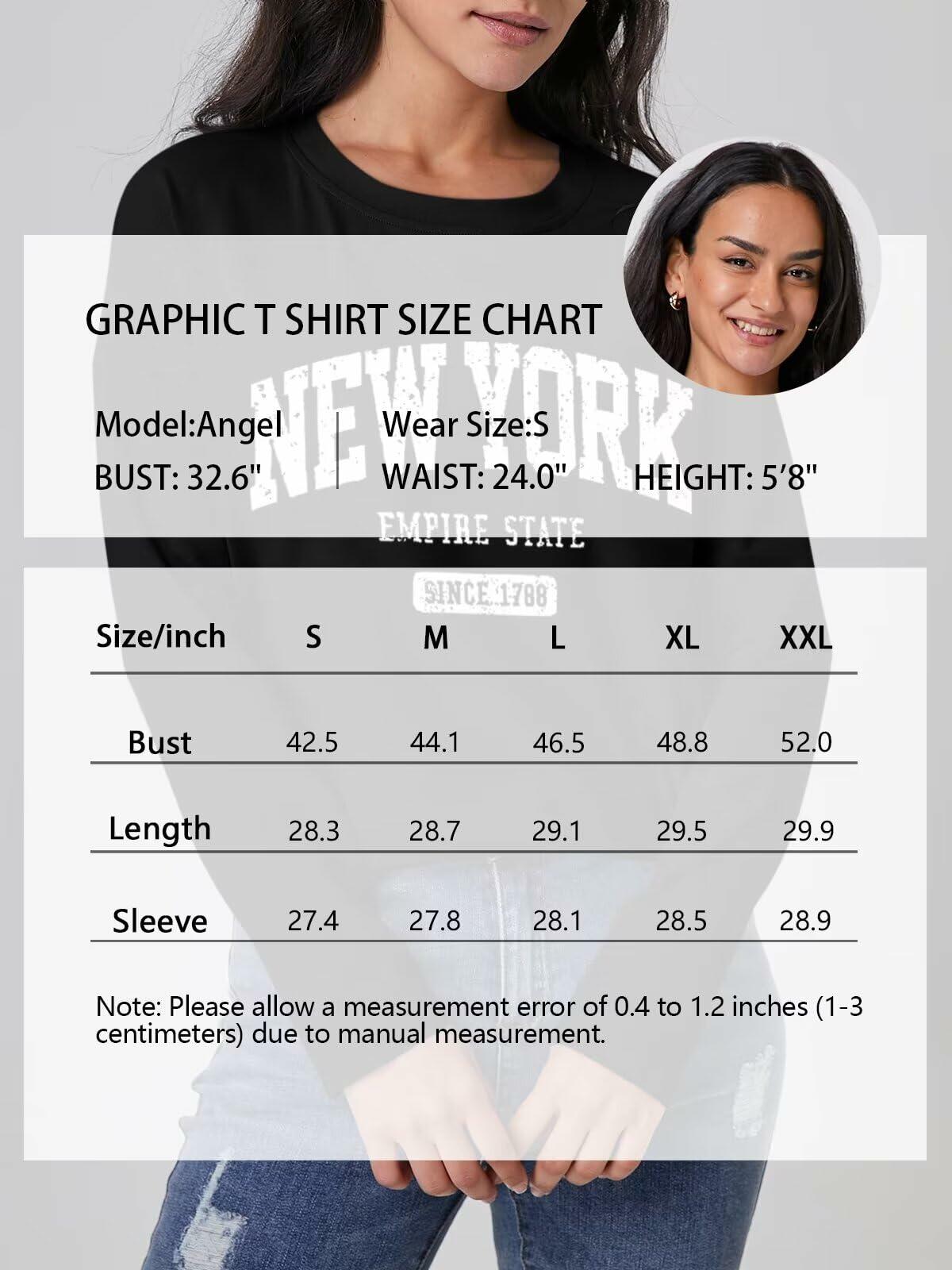 ORANDESIGNE Women Graphic Long Sleeve Tee Los Angeles Blue Size XXL