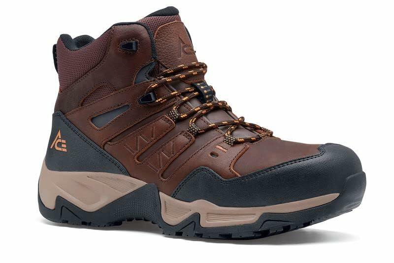 ACE Work Boots Badlands Mid Men's Nano Composite Toe Brown Size 7