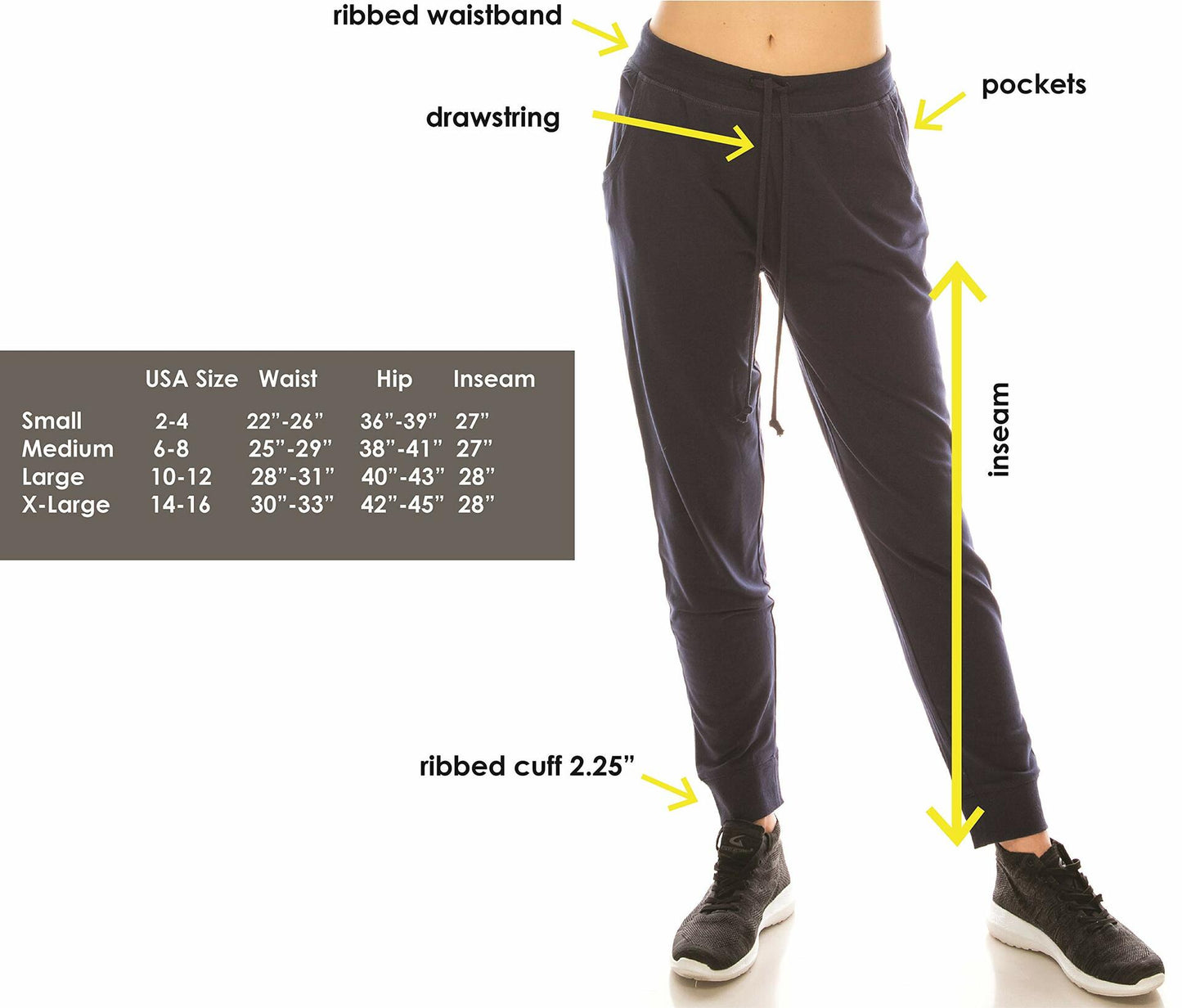 Eevee Women's Casual Jogger Pants Sweatpants Relaxed Fit Black Size M