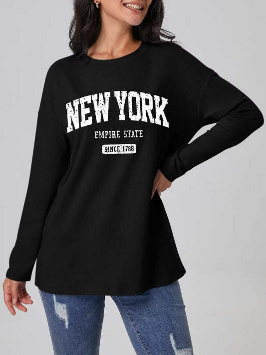 ORANDESIGNE Women Graphic Long Sleeve Tee Los Angeles Blue Size XXL