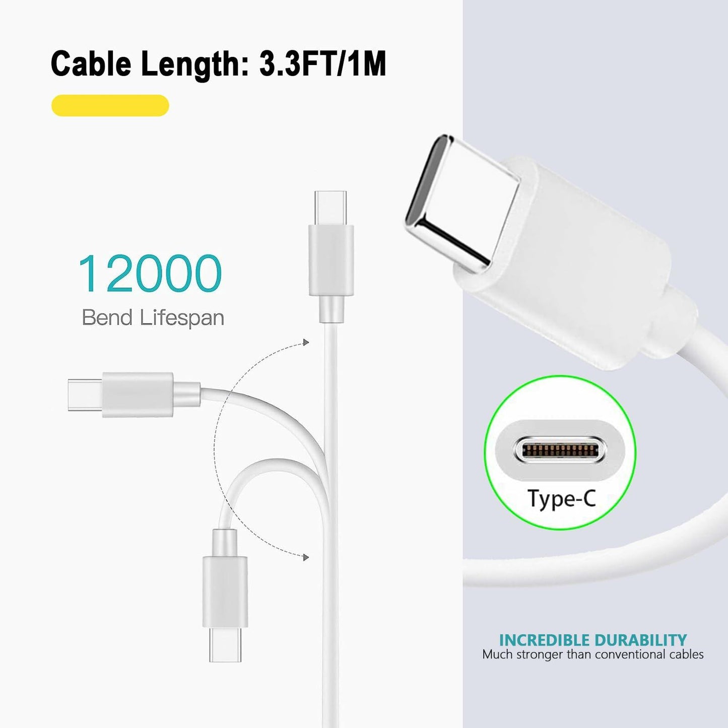 Compatible CarPlay Cable Apple USB-C 60W Charger for iPhone 15 Pro Max Black