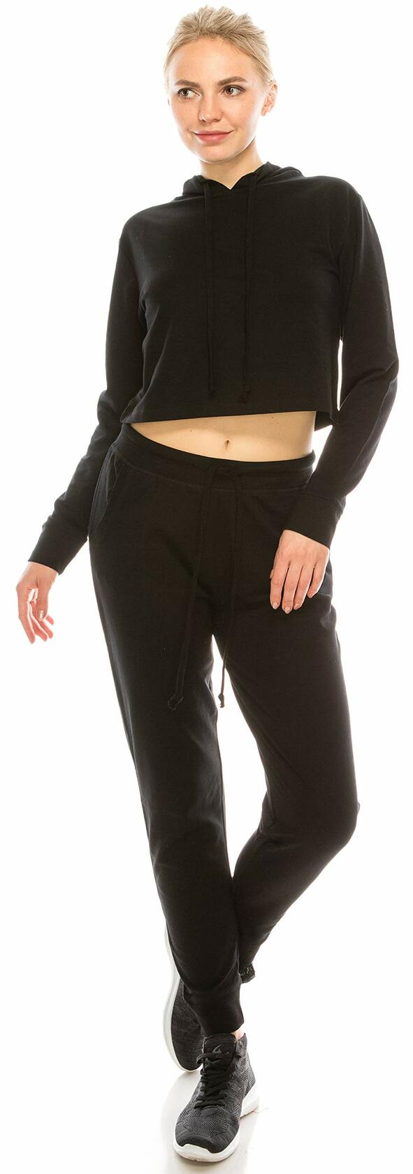 Eevee Women's Casual Jogger Pants Sweatpants Relaxed Fit Black Size M