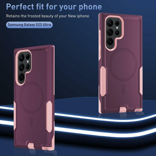 THMEIRA Samsung Galaxy S23 Ultra Case 2 Pack Belt Clip Screen Protector Purple