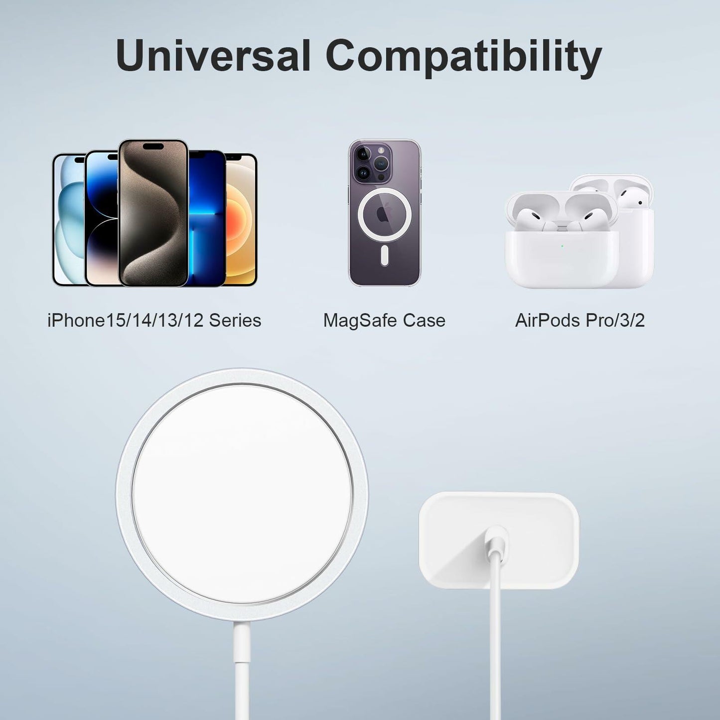 20W Magnetic Wireless Charger for iPhone 16 15 14 13 Pro Max - White
