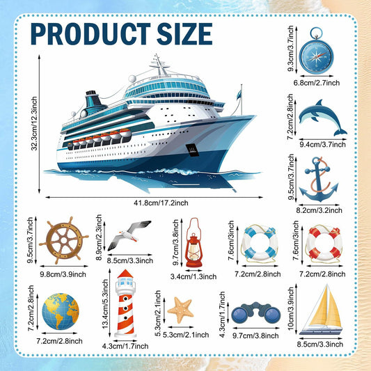 Toodoo 14 Pcs Nautical Cruise Door Magnets Anchor Boat Decorations