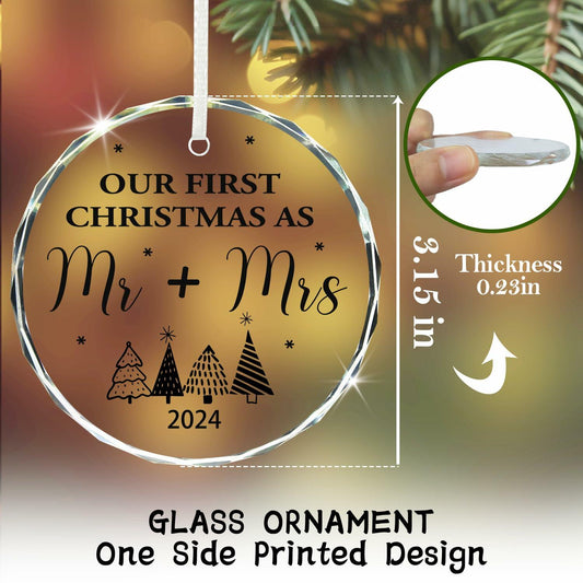 Engagement Ornament 2024 Glass Keepsake Gift for Couple Bride Her White Xmas