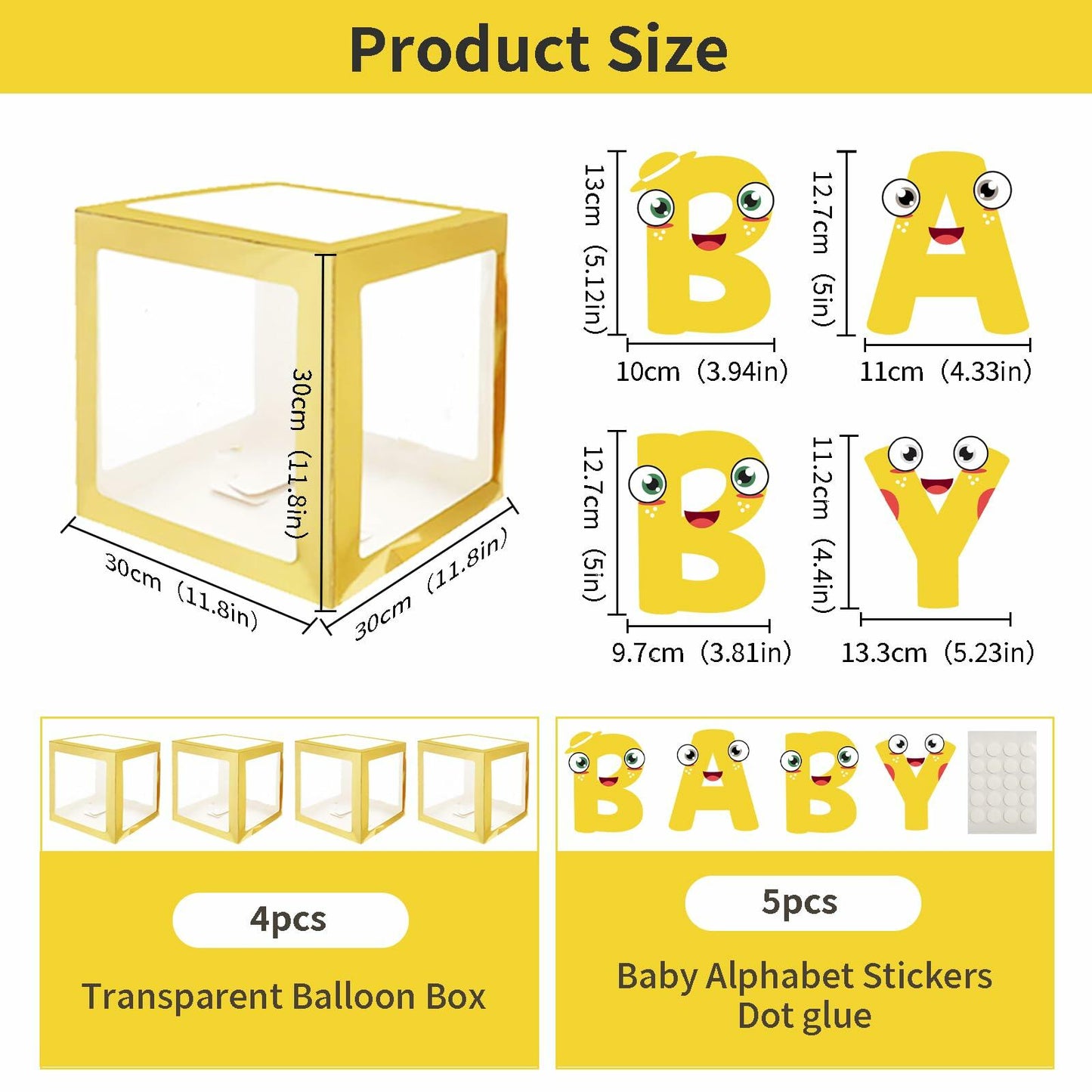 Onteftshop Baby Boxes Letters Party Decorations Clear Gold 4 Count