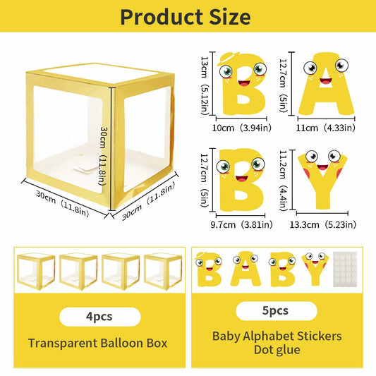 Onteftshop Baby Boxes Letters Party Decorations Clear Gold 4 Count