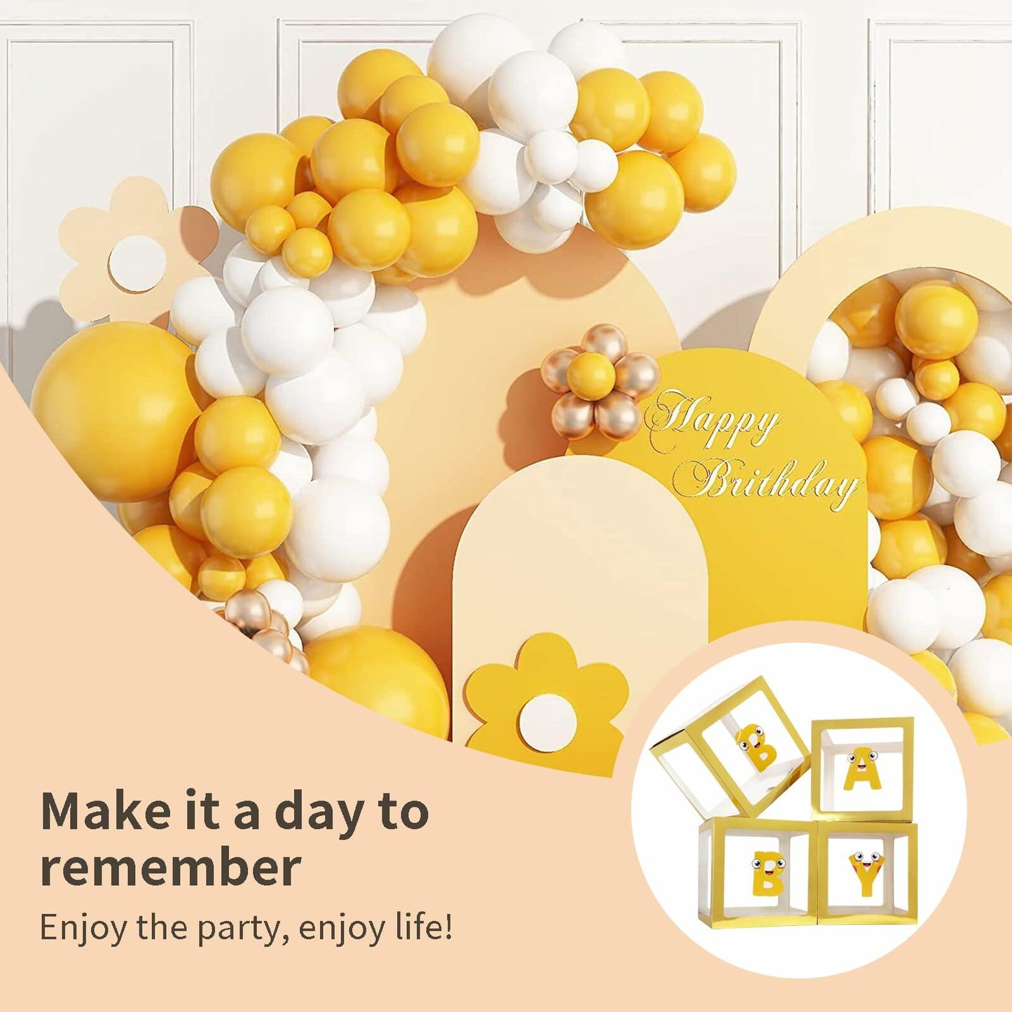 Onteftshop Baby Boxes Letters Party Decorations Clear Gold 4 Count