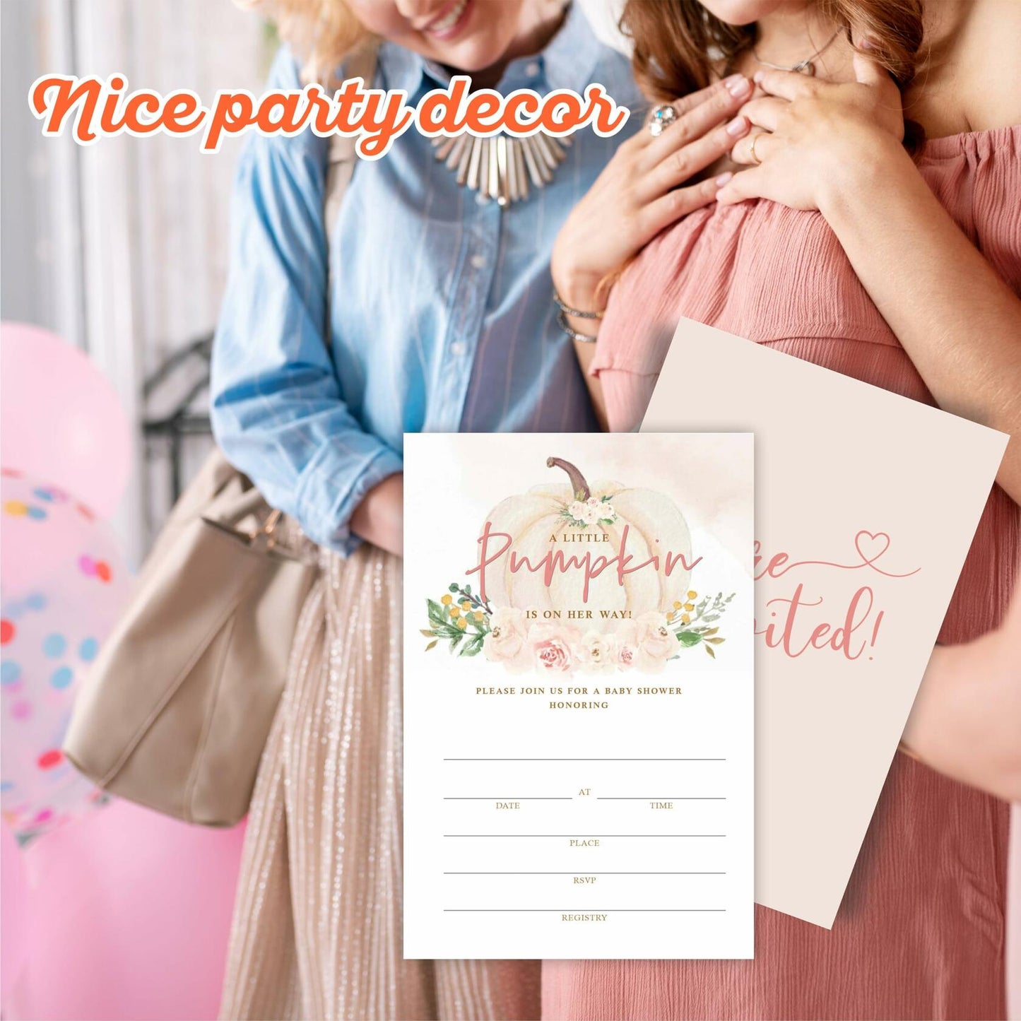 A Sweet Pumpkin Baby Shower Invitations Set of 25 Boho Pumpkin Girl Invites