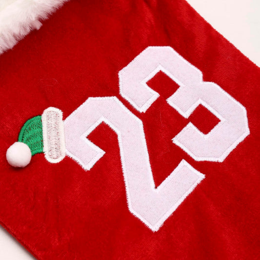 BELISHMIE 20-Inch Red Christmas Stocking Gold Embroidered Number 23