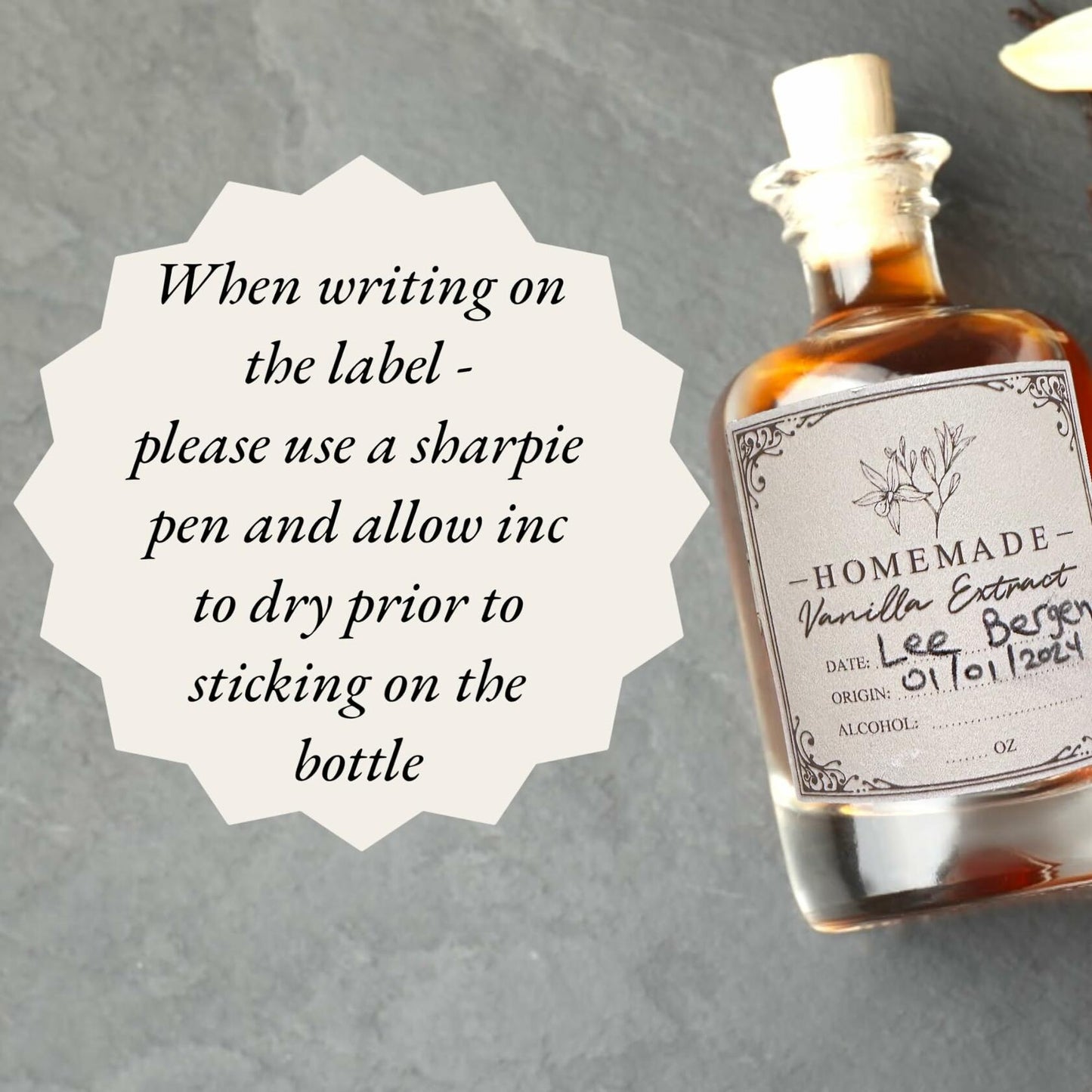 Vanilla Extract Labels 2x2in Square Stickers 12 Pcs for Bottles