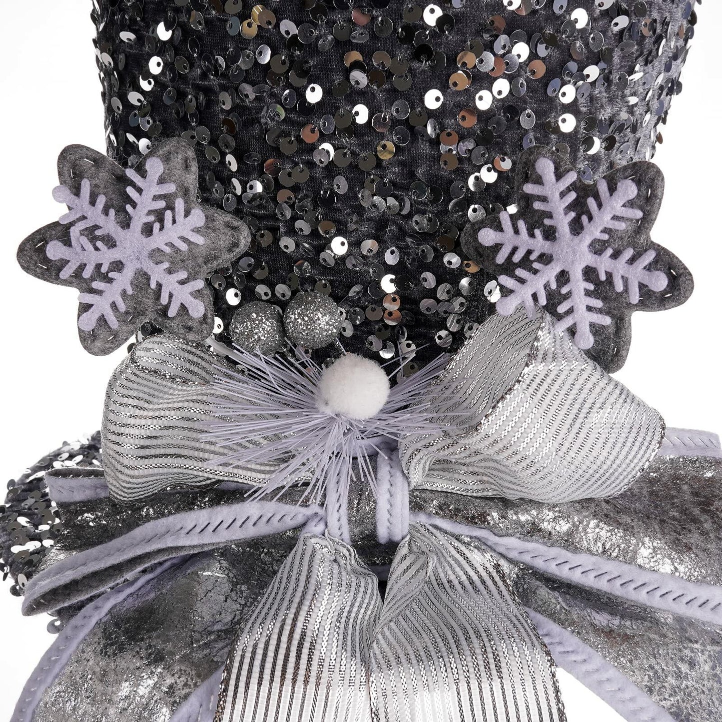 PIKRONSH Christmas Tree Topper Silver Sequins Top Hat Decoration