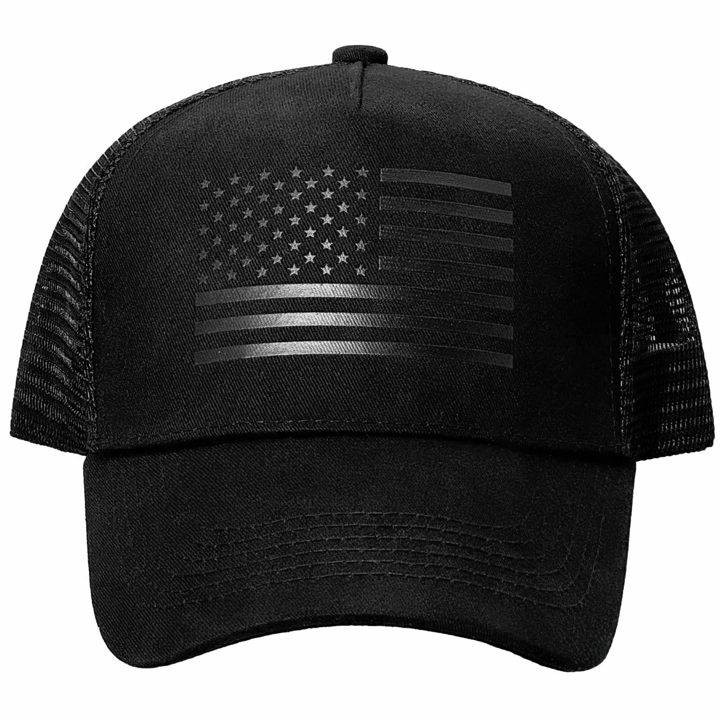 QYJ American Flag 3D Embossed Trucker Hat Mesh Snapback Adjustable