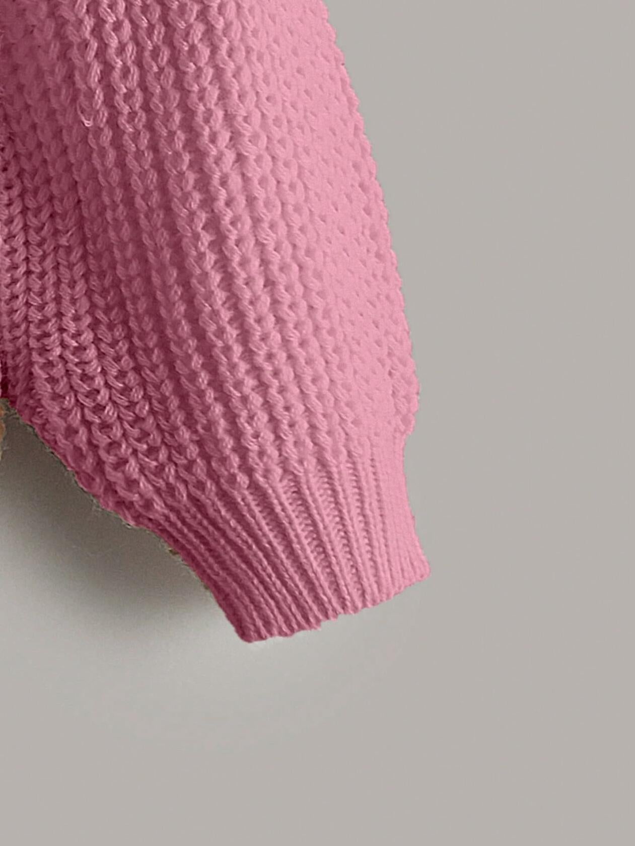 RoseSeek Toddler Girls Cable Knit Button Sweater Crewneck Pink Size 5T