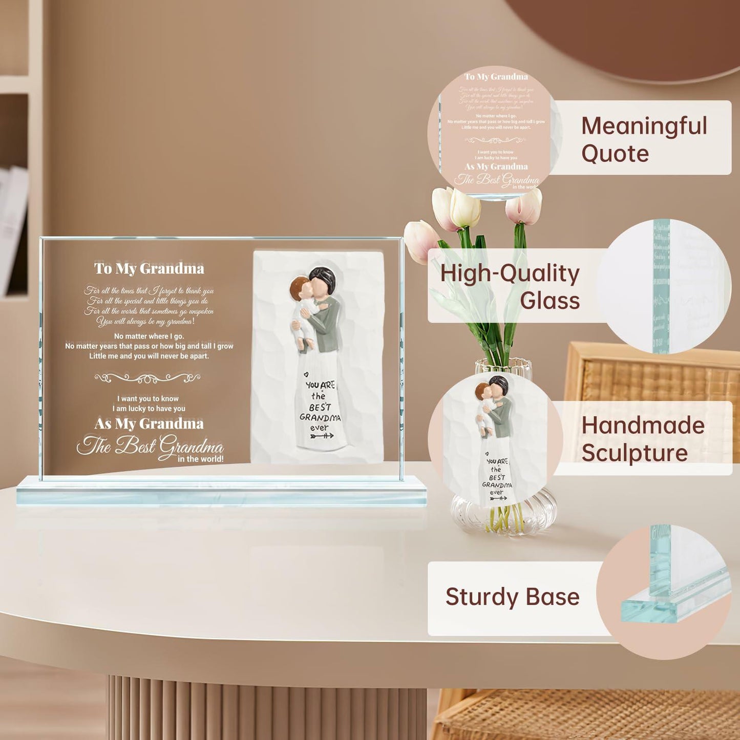 Mom Gifts from Daughter Crystal Keepsake Plaque Unique Mothers Day Gift