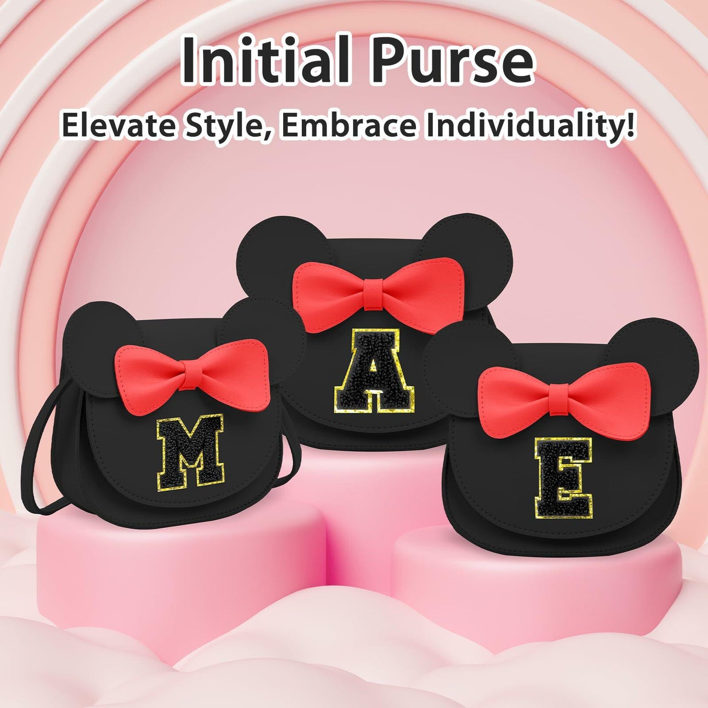 OYLOLA Toddler Girls Initial Purse Black Ages 3-8 Birthday Gift