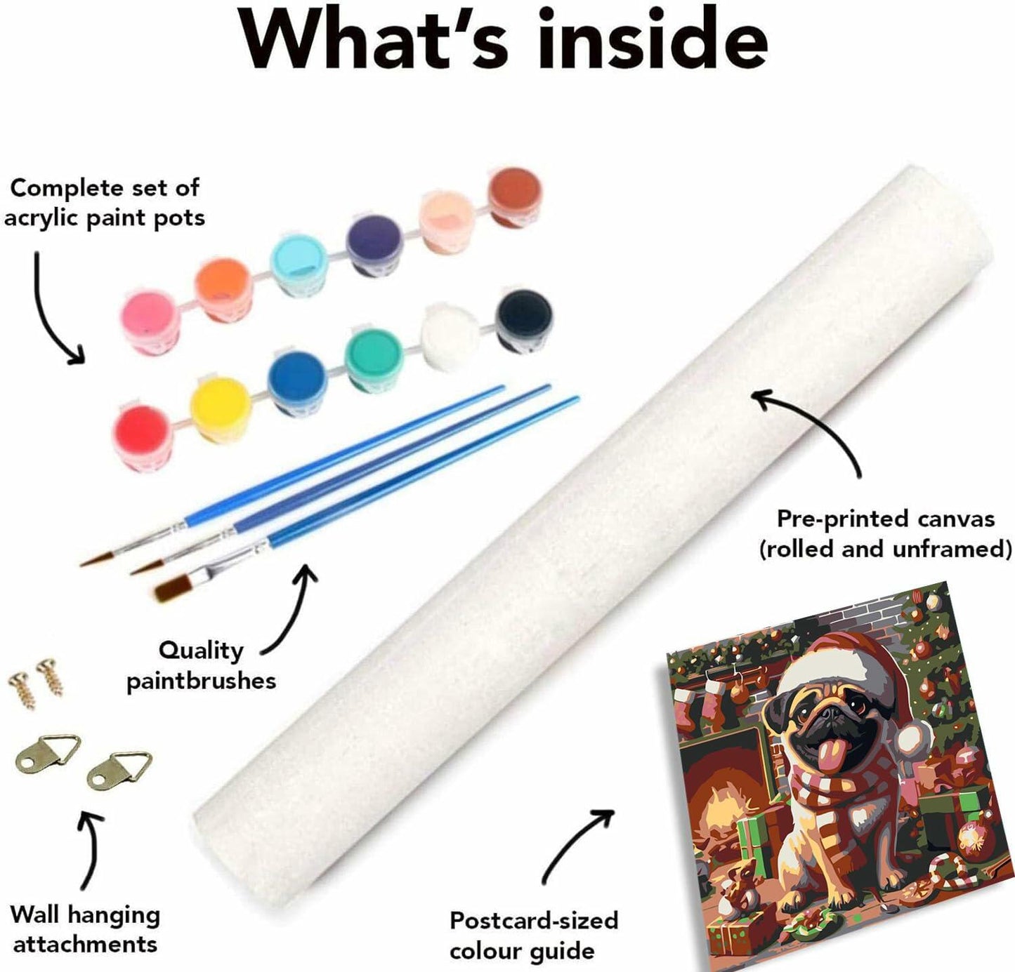igoodom 4 Pack Kids Christmas Paint by Number Acrylic Canvas 8x8in