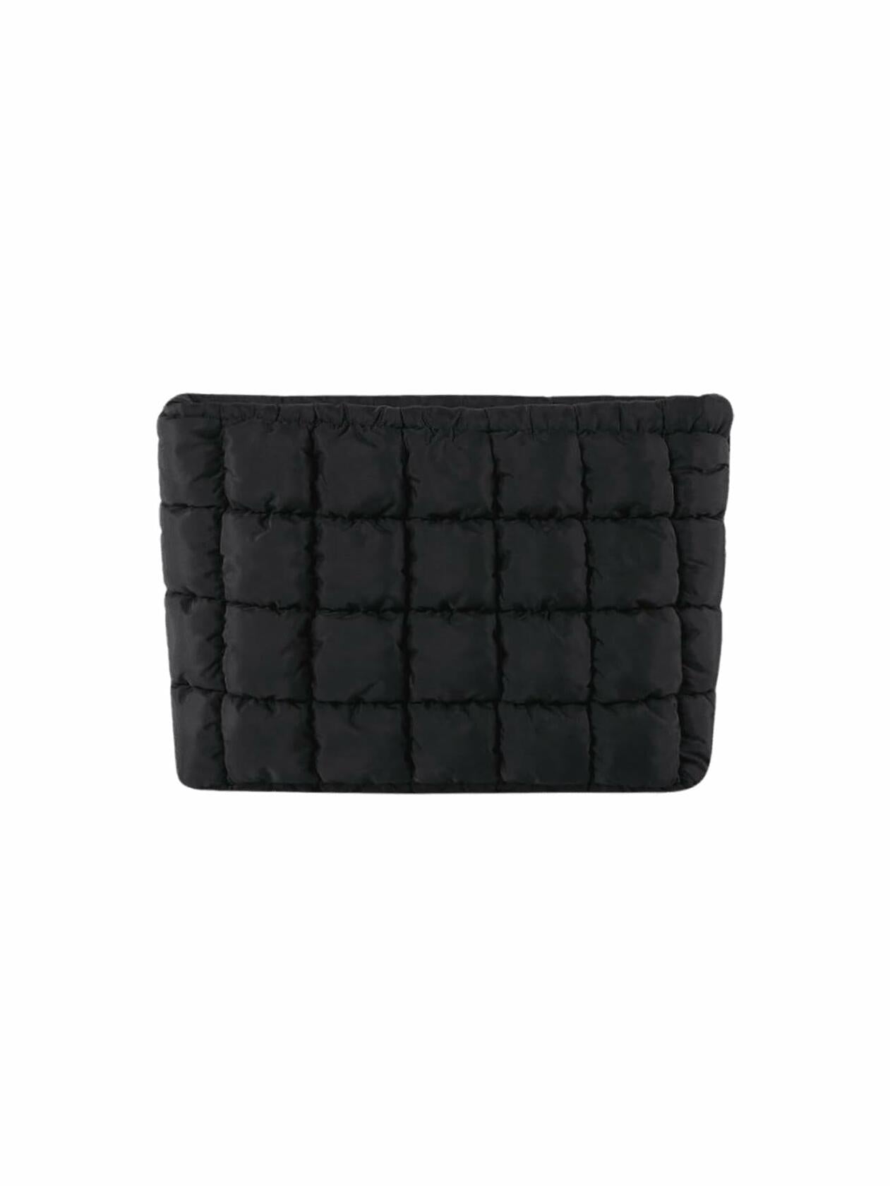 Verdusa Women's Puffy Quilted Makeup Bag Cosmetic Clutch Black One-Size