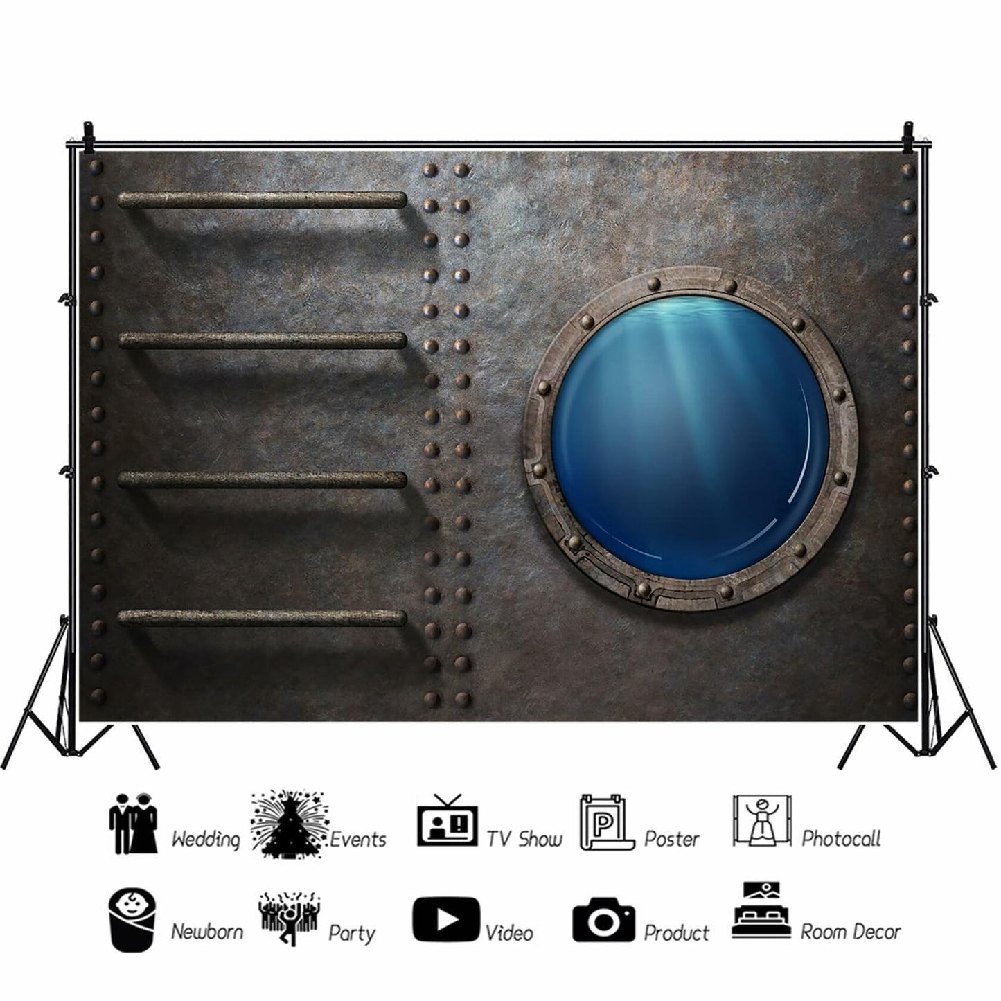 Baocicco Underwater World Photography Backdrop 5x4ft Cartoon Submarine
